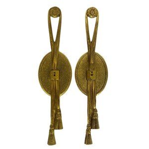 Vintage Gold Gilded Cast Metal Shiny Tassel Wall Decor Heavy Spain Design